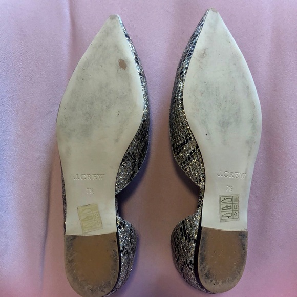 J Crew Gold Glitter Pointy Toe Flats - Picture 5 of 9